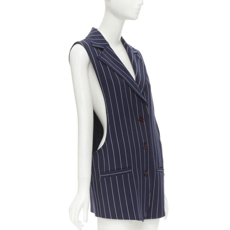 SEE. BY CHLOE blue white striped dropped armhole boxy vest FR36 S
Reference: CECU/A00017
Brand: See By Chloe
Material: Polyester, Blend
Color: Navy, White
Pattern: Striped
Closure: Button
Extra Details: Dropped armhole. Dual front pockets.
Made in: