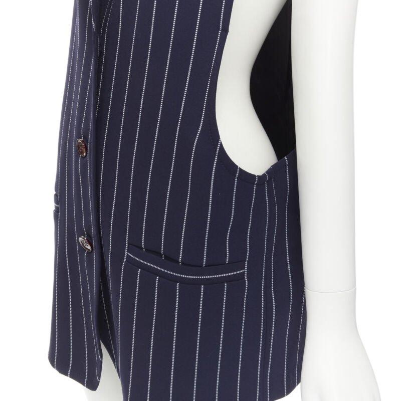 SEE. BY CHLOE blue white striped dropped armhole boxy vest FR36 S In Excellent Condition In Hong Kong, NT