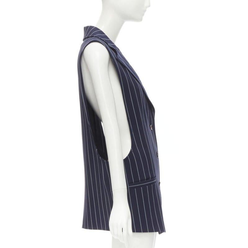 Women's SEE. BY CHLOE blue white striped dropped armhole boxy vest FR36 S