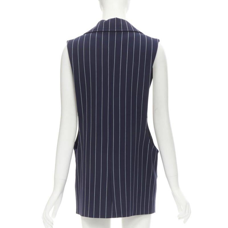 SEE. BY CHLOE blue white striped dropped armhole boxy vest FR36 S 1