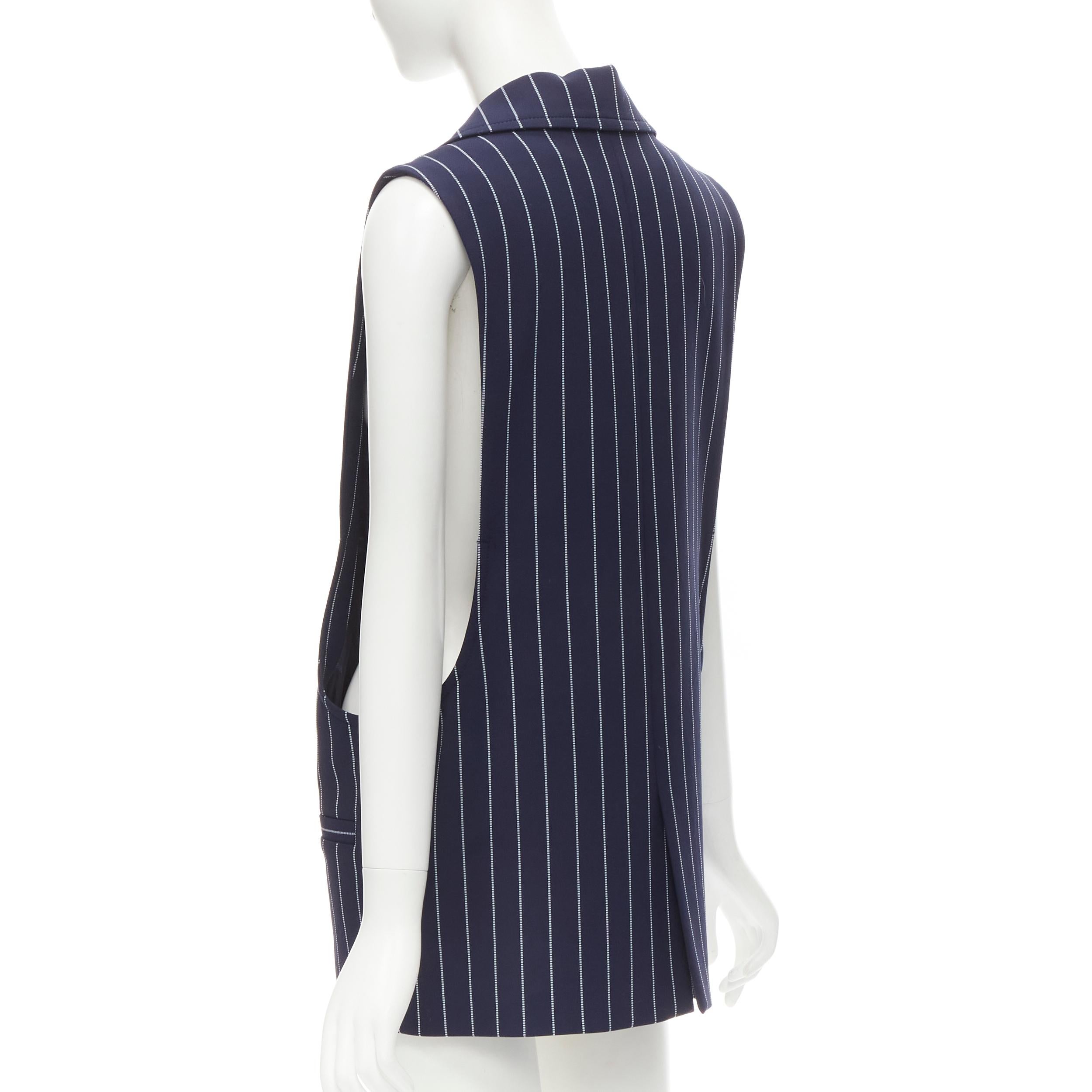 Black SEE. BY CHLOE blue white striped dropped armhole boxy vest FR36 S For Sale