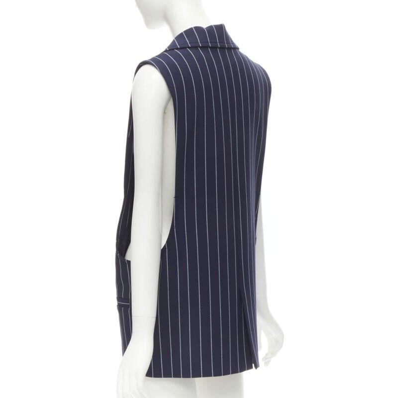 SEE. BY CHLOE blue white striped dropped armhole boxy vest FR36 S 2