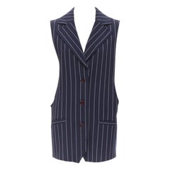 SEE. BY CHLOE blue white striped dropped armhole boxy vest FR36 S