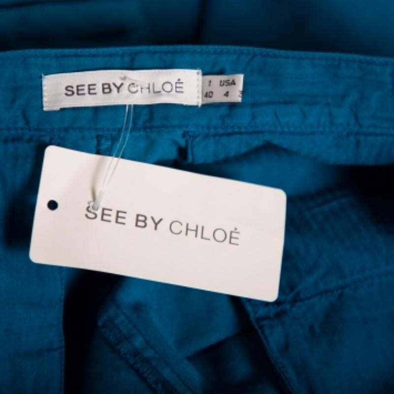 See By Chloe Pantalones de algodón azul brillante S en venta 1