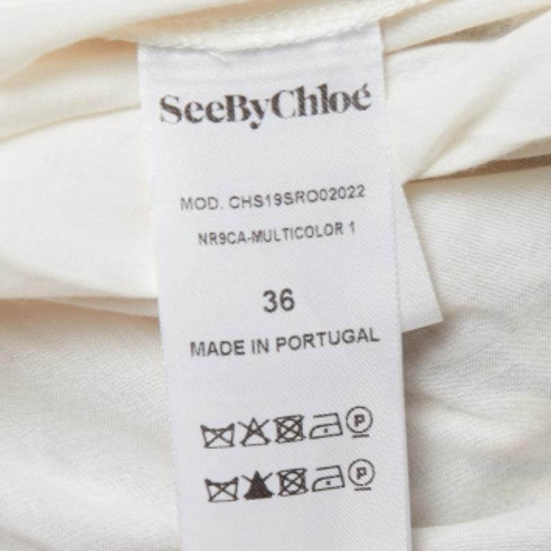 See by Chloe Braun/Gelbes Tiger Print Seidenkrawatte ärmelloses kurzes Kleid S im Angebot 3