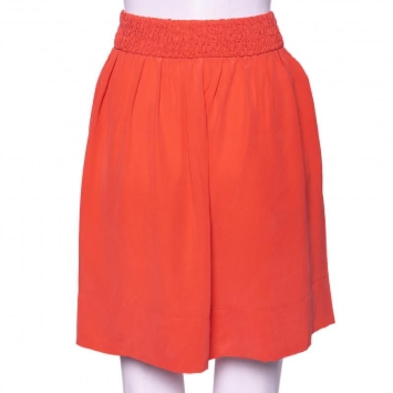 Women's See by Chloe Coral Pink Silk Braided Tasseled Belt Detail Skirt M For Sale
