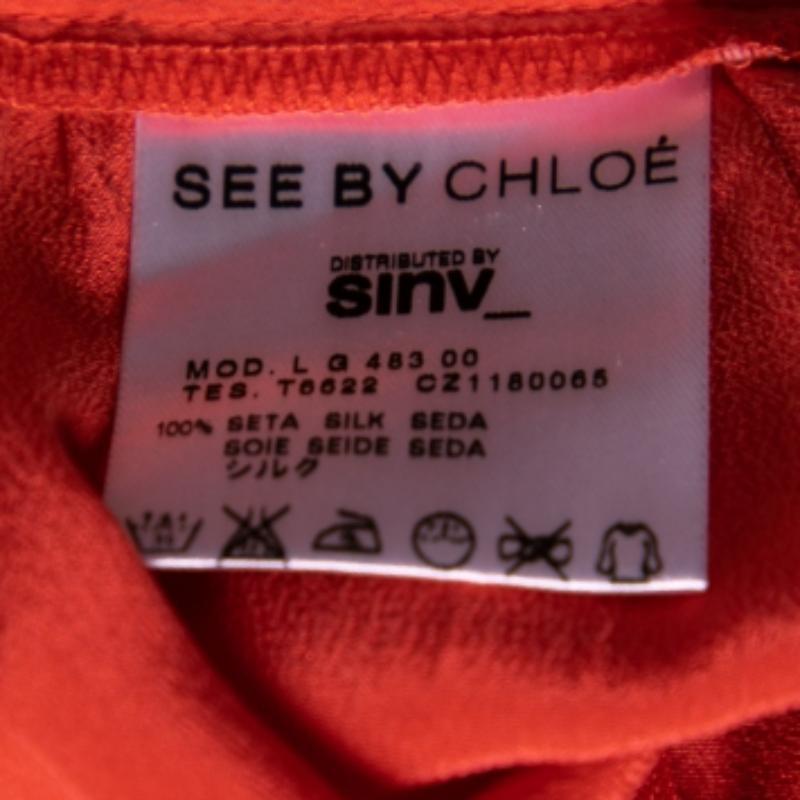 See by Chloe Coral Pink Silk Braided Tasseled Belt Detail Skirt M For Sale 2