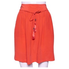 See by Chloe Coral Pink Silk Braided Tasseled Belt Detail Skirt M