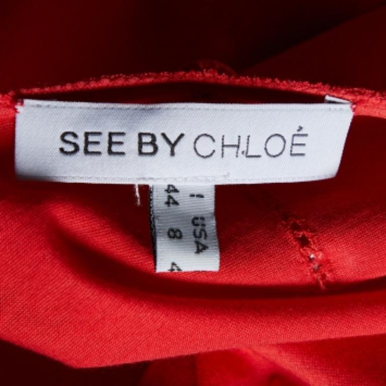 Rosso See by Chloé Mini Dress in maglia di cotone rosso corallo M. in vendita