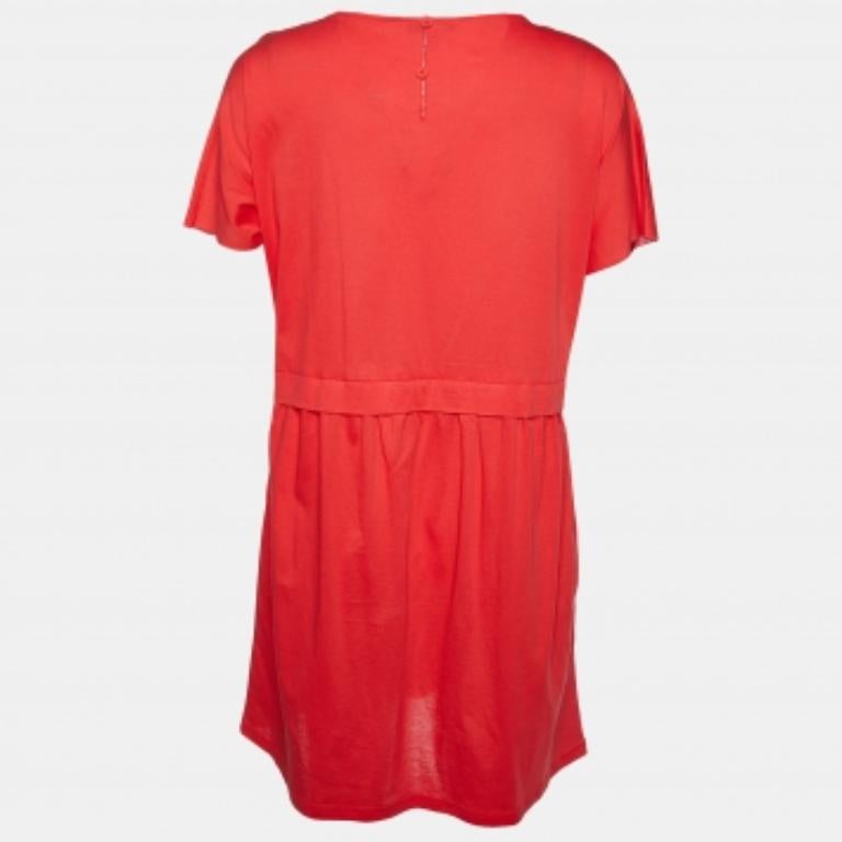 See by Chloé Mini Dress in maglia di cotone rosso corallo M. In condizioni ottime in vendita a Dubai, Al Qouz 2