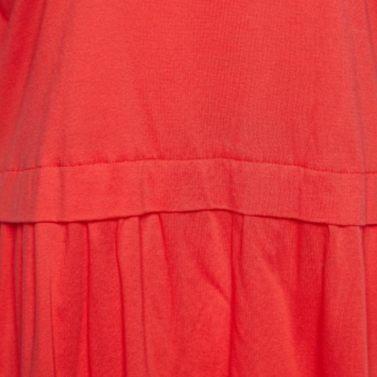 Donna See by Chloé Mini Dress in maglia di cotone rosso corallo M. in vendita