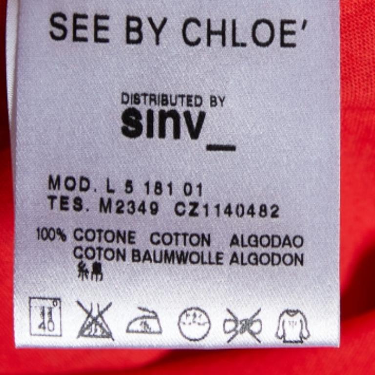 See by Chloé Mini Dress in maglia di cotone rosso corallo M. in vendita 1