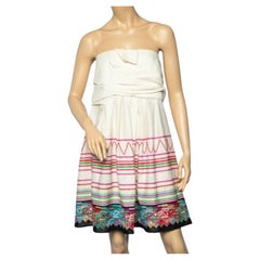 See By Chloe - Mini abito drappeggiato in lino e cotone ricamato color crema XL