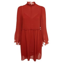 See by Chloé Mini abito con maniche a campana in Georgette rosso terra S