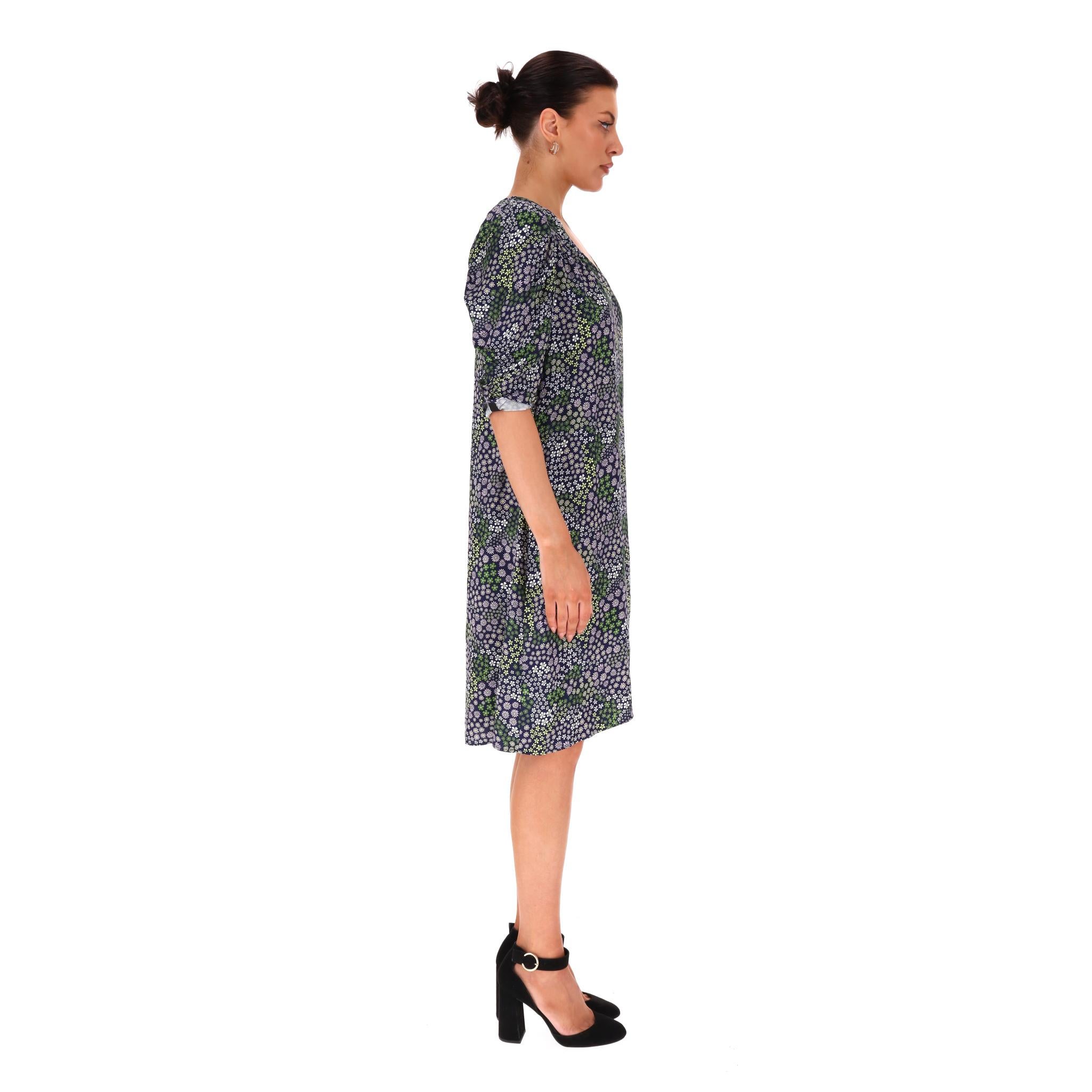 Gray See By Chloe Floral Puff Sleeve Shift Dress For Sale