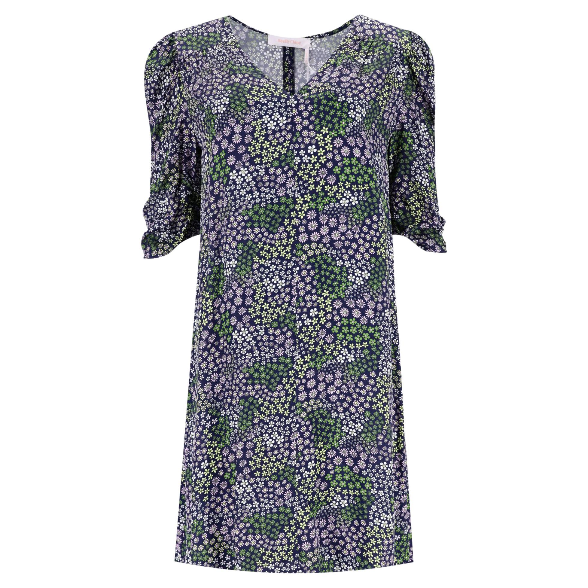 See By Chloe Floral Puff Sleeve Shift Dress