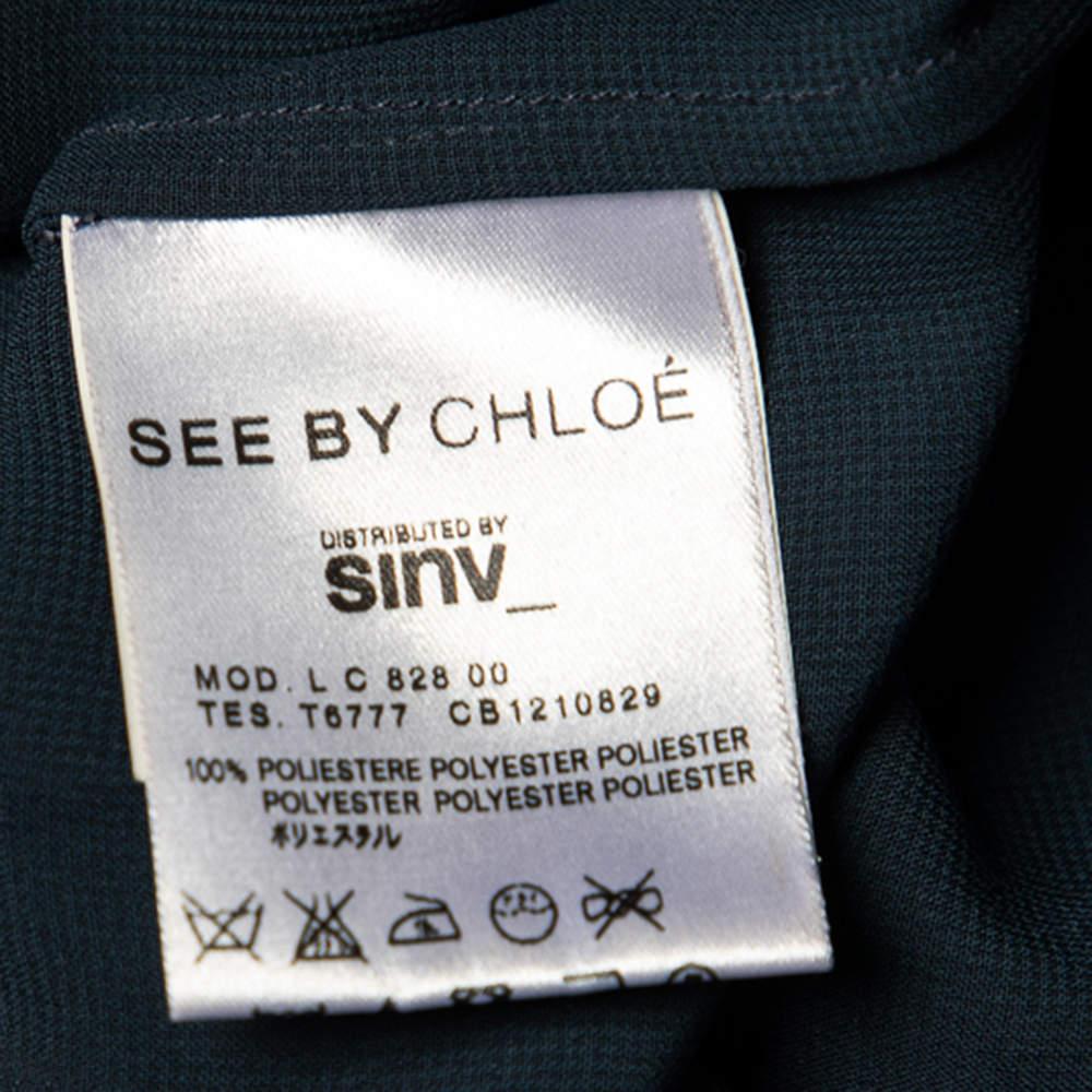 See by Chloe Midnight Blue Crepe Pleated Sailor Collar Blouse XL 1