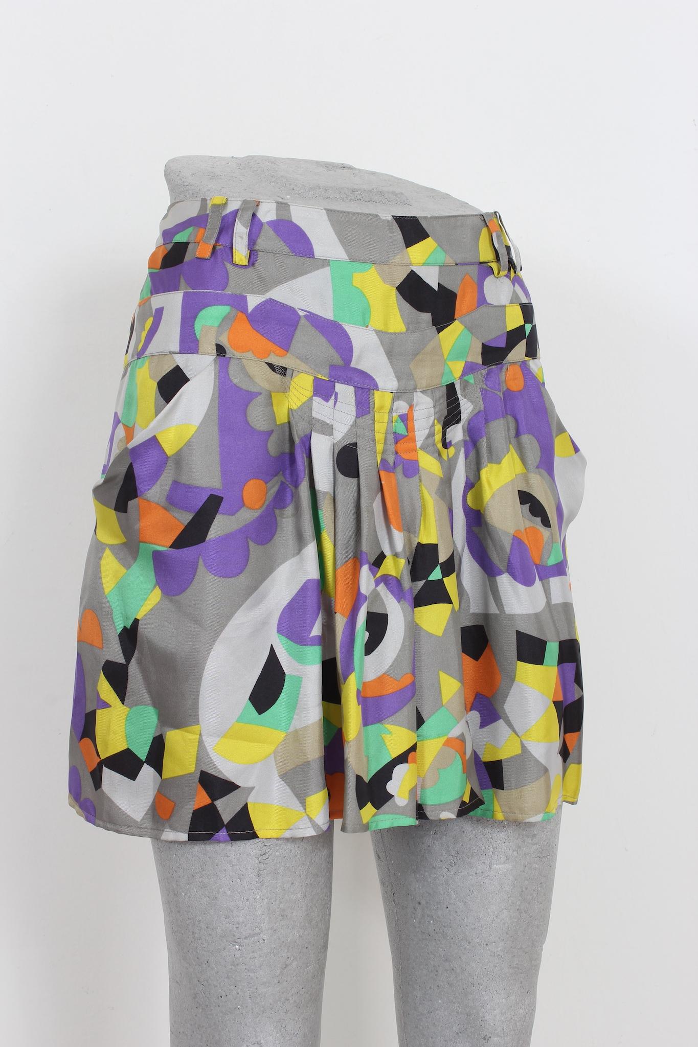 See By Chloe Multicolor Silk Short Flared Skirt 2000s In Excellent Condition For Sale In Brindisi, Bt