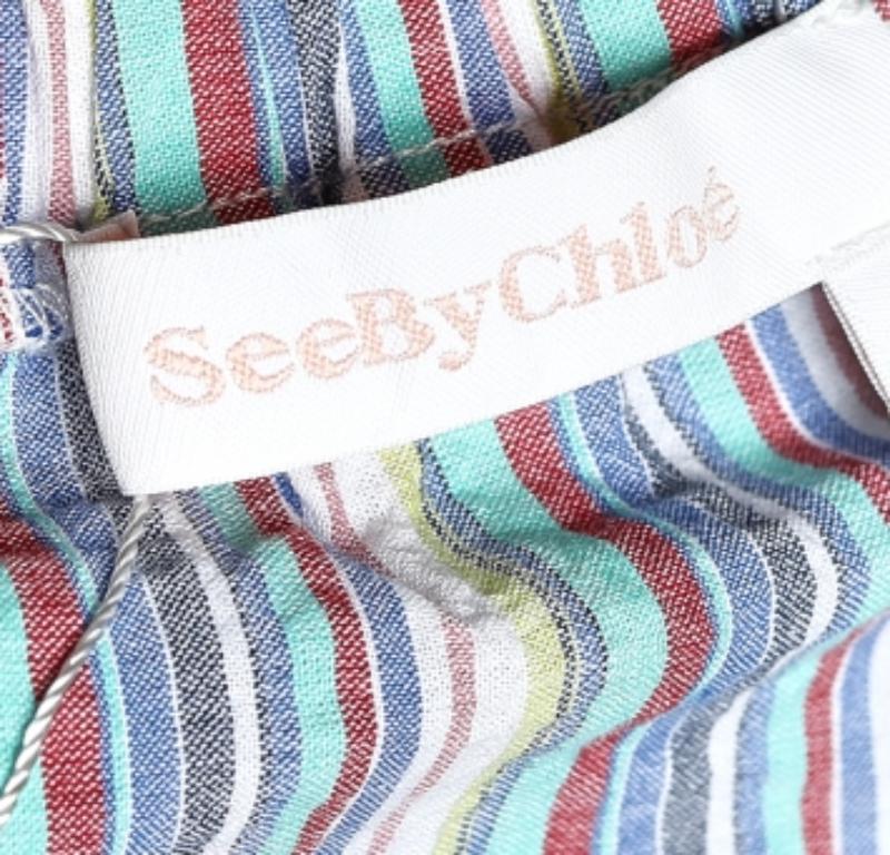 See by Chloe Mehrfarbig gestreiftes schulterfreies Top aus Baumwolle mit Streifen M im Angebot 2