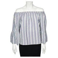 See by Chloe haut à rayures multicolores et épaules dénudées en coton, taille M