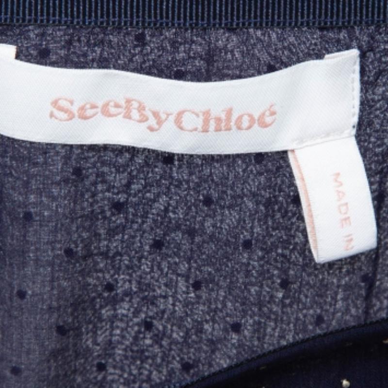 Donna See By Chloe - Gonna con volant in chiffon a pois blu navy L. in vendita