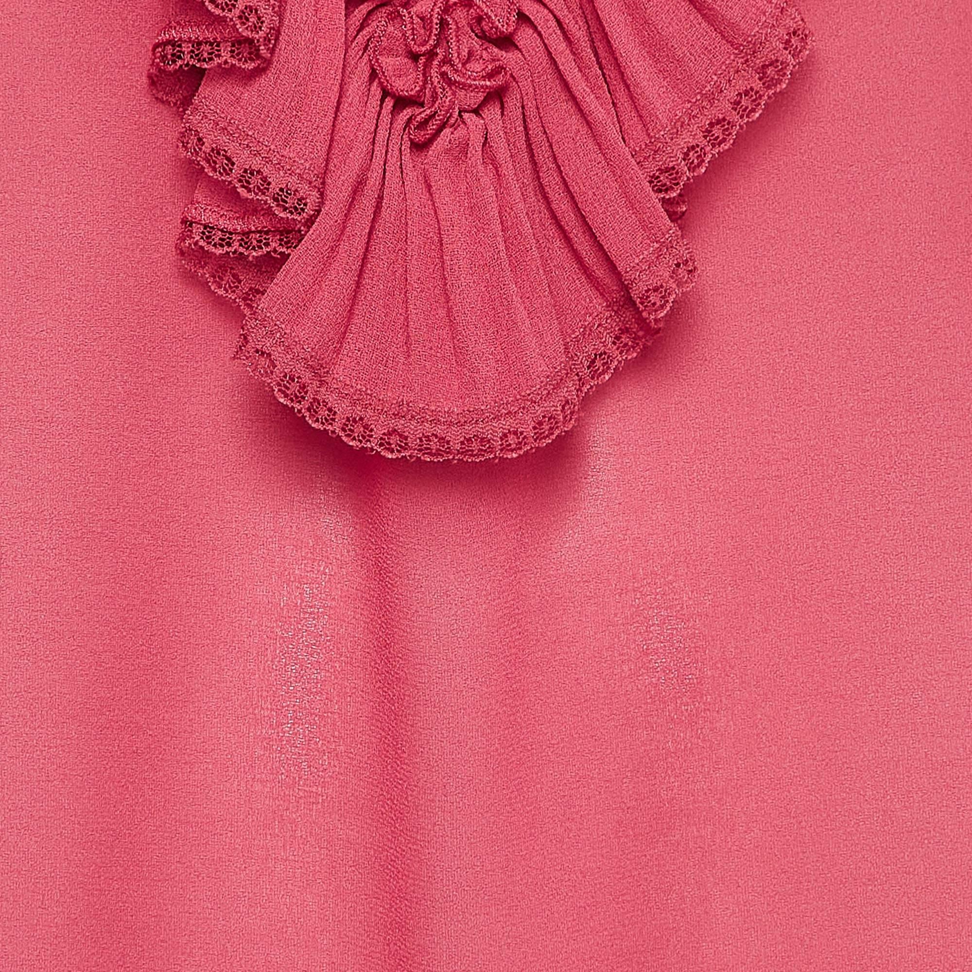 Rosa See by Chloe Camicetta con volant in crepe rosa lampone M in vendita