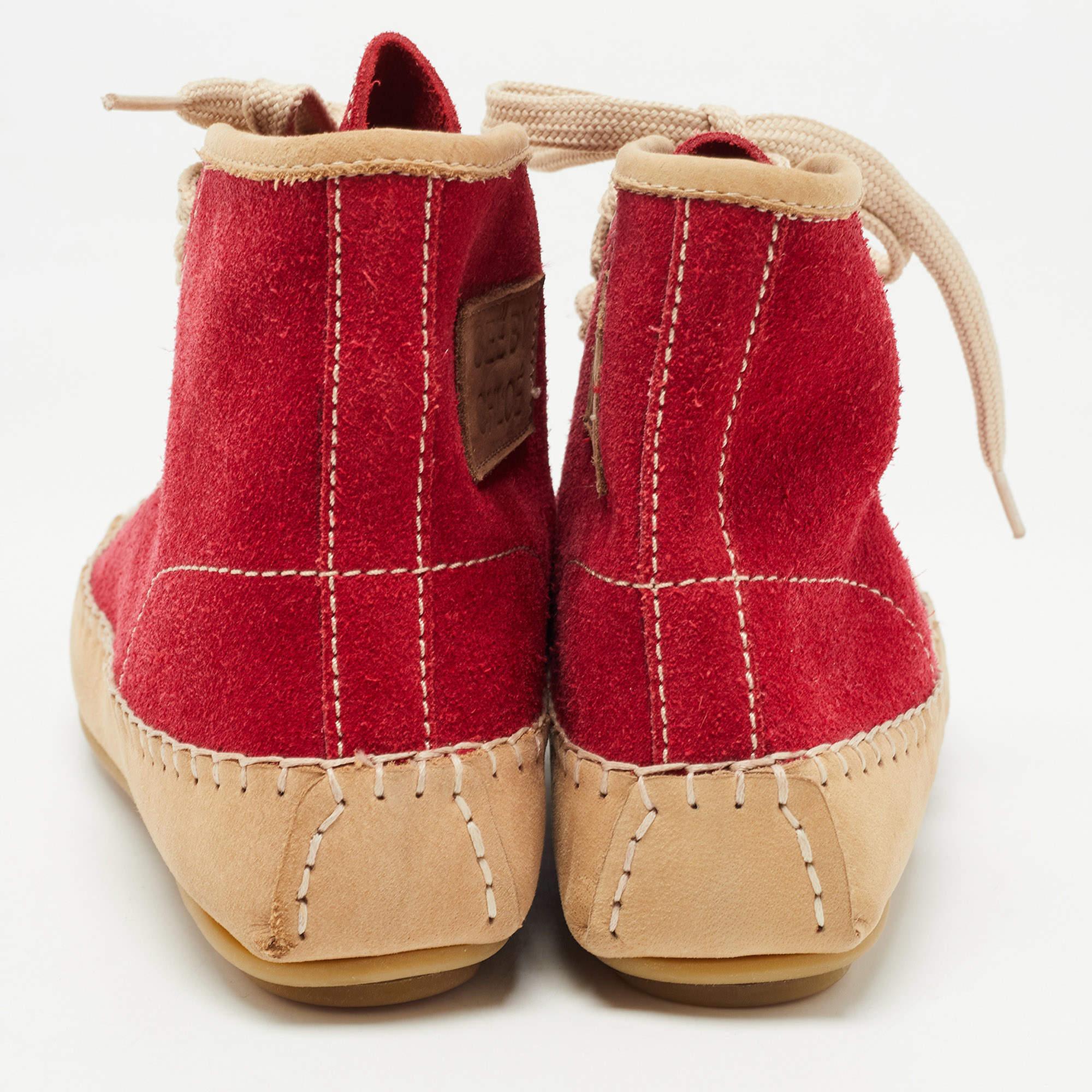 See by Chloé Red Suede High Top Sneakers Size 35 For Sale 1