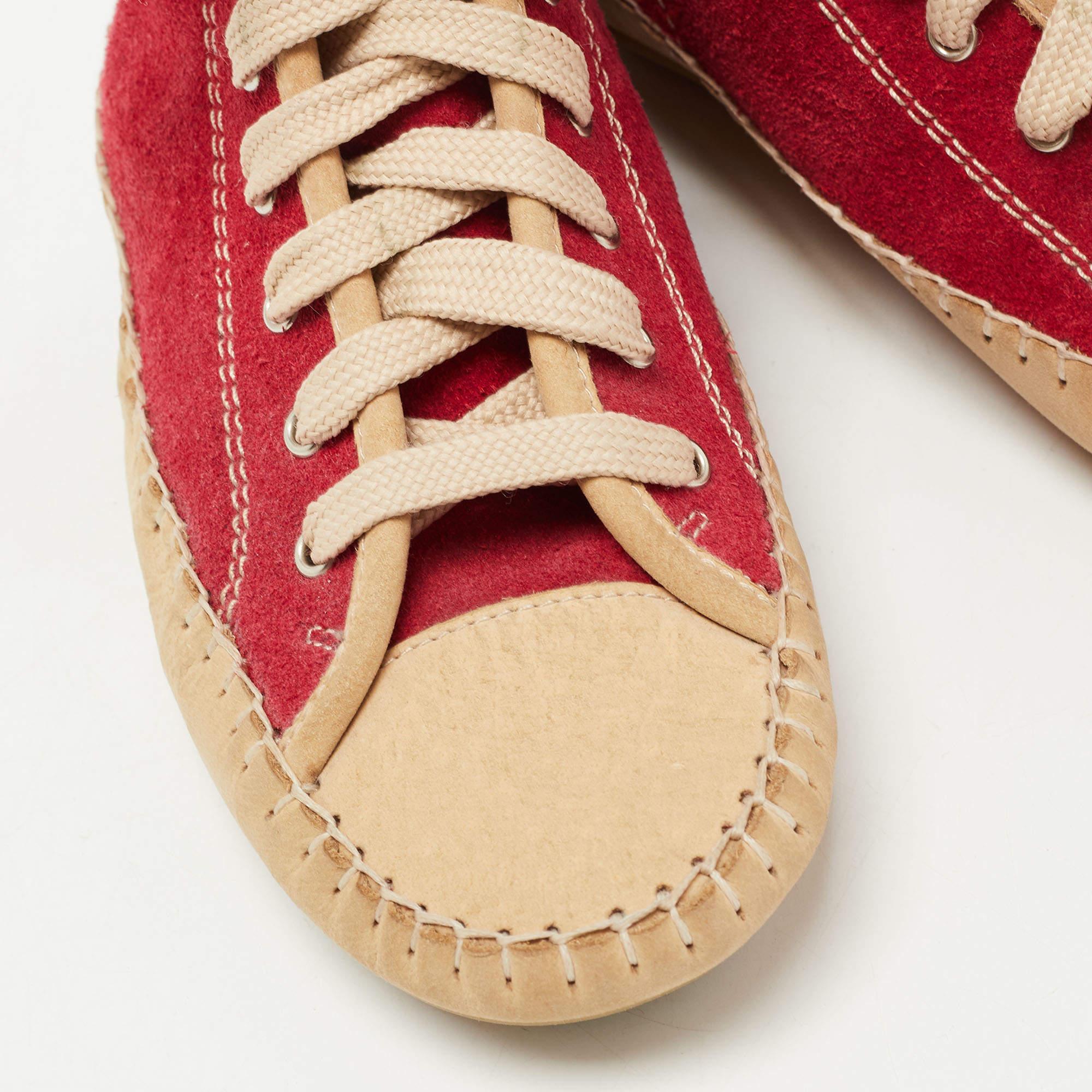 See by Chloé Red Suede High Top Sneakers Size 35 For Sale 3
