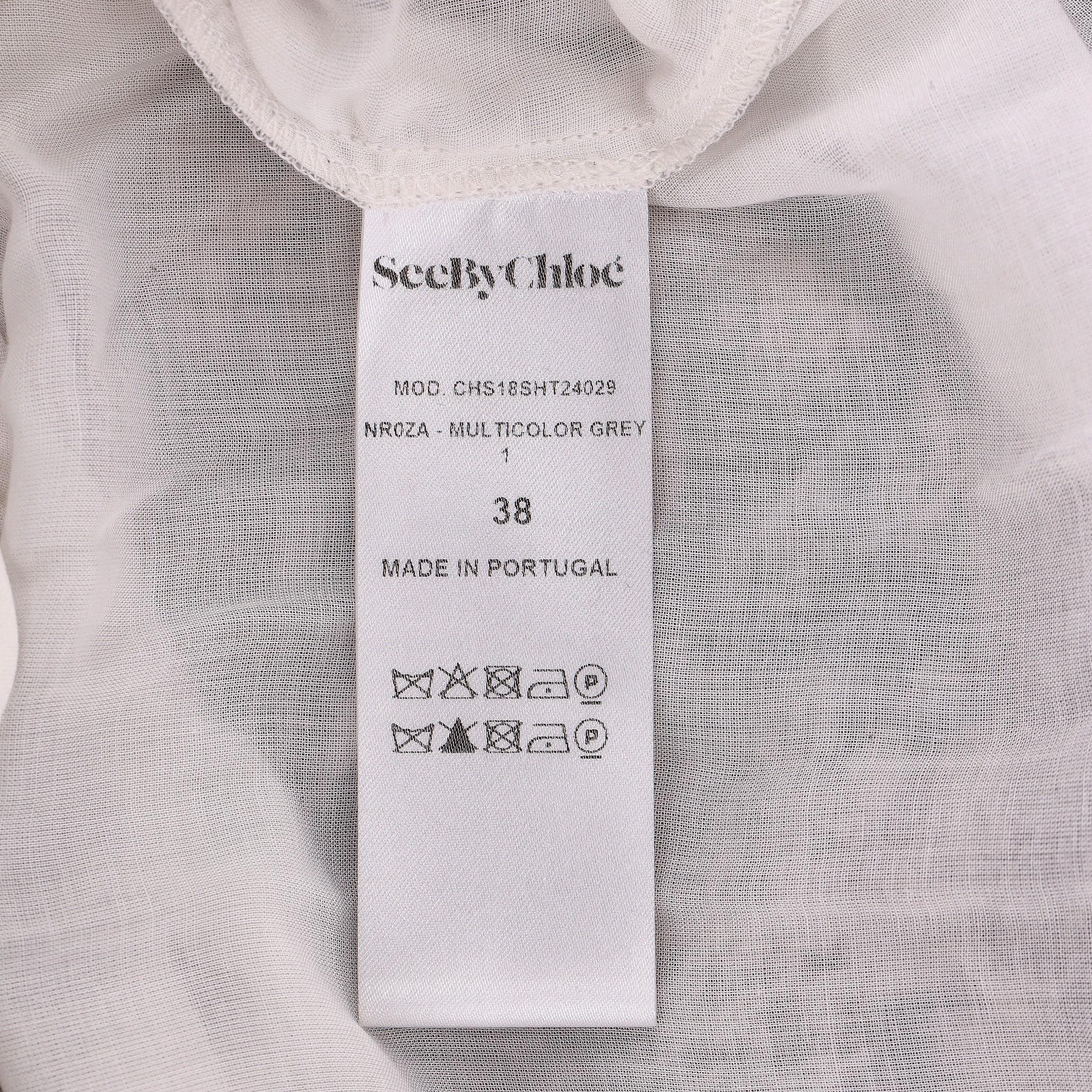 See By Chloe Silk & Cotton Chiffon Snake Print Top For Sale 6