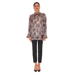 See By Chloe - Top in chiffon di seta e cotone con stampa a serpente