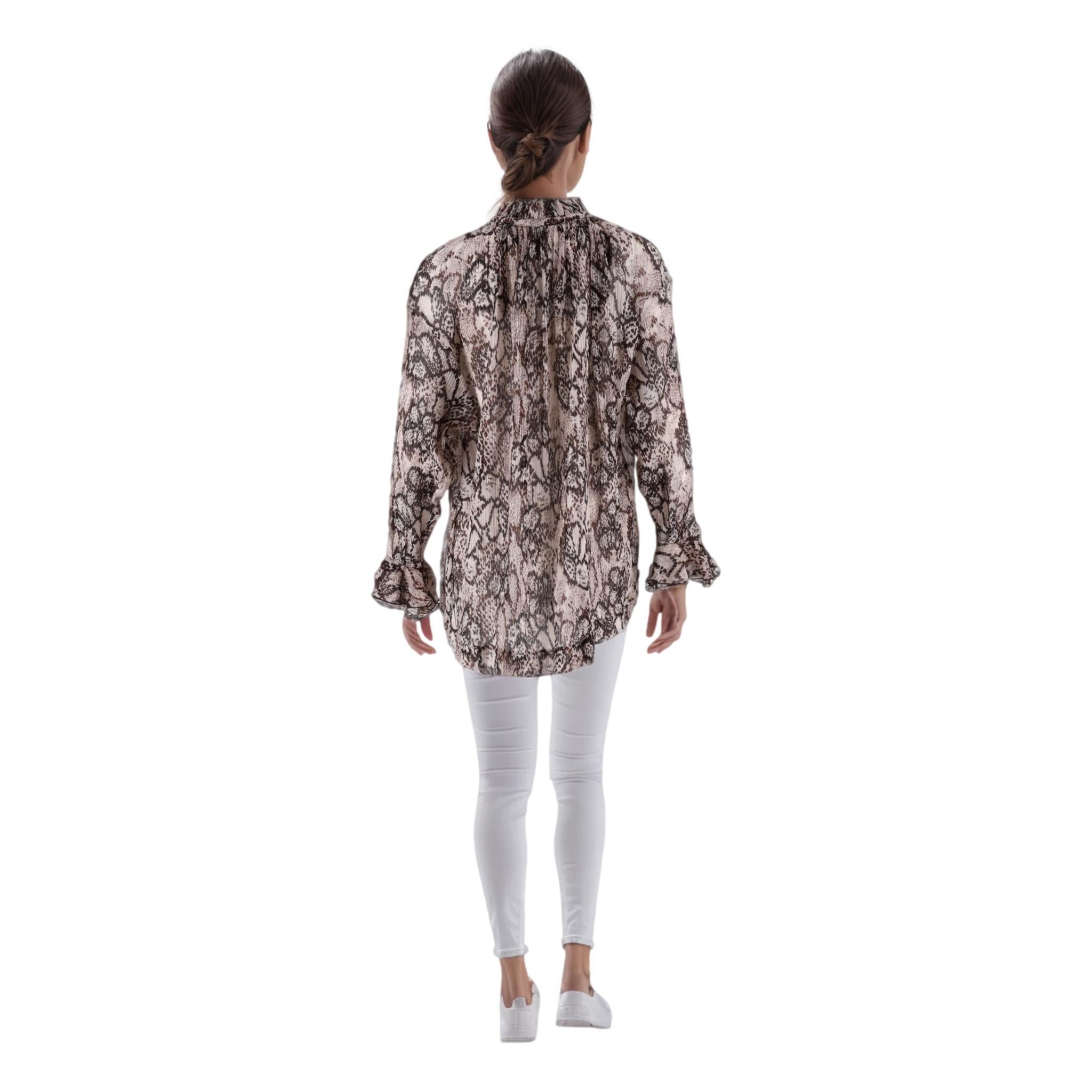 See By Chloe Silk & Cotton Chiffon Snake Print Top In Excellent Condition For Sale In London, GB