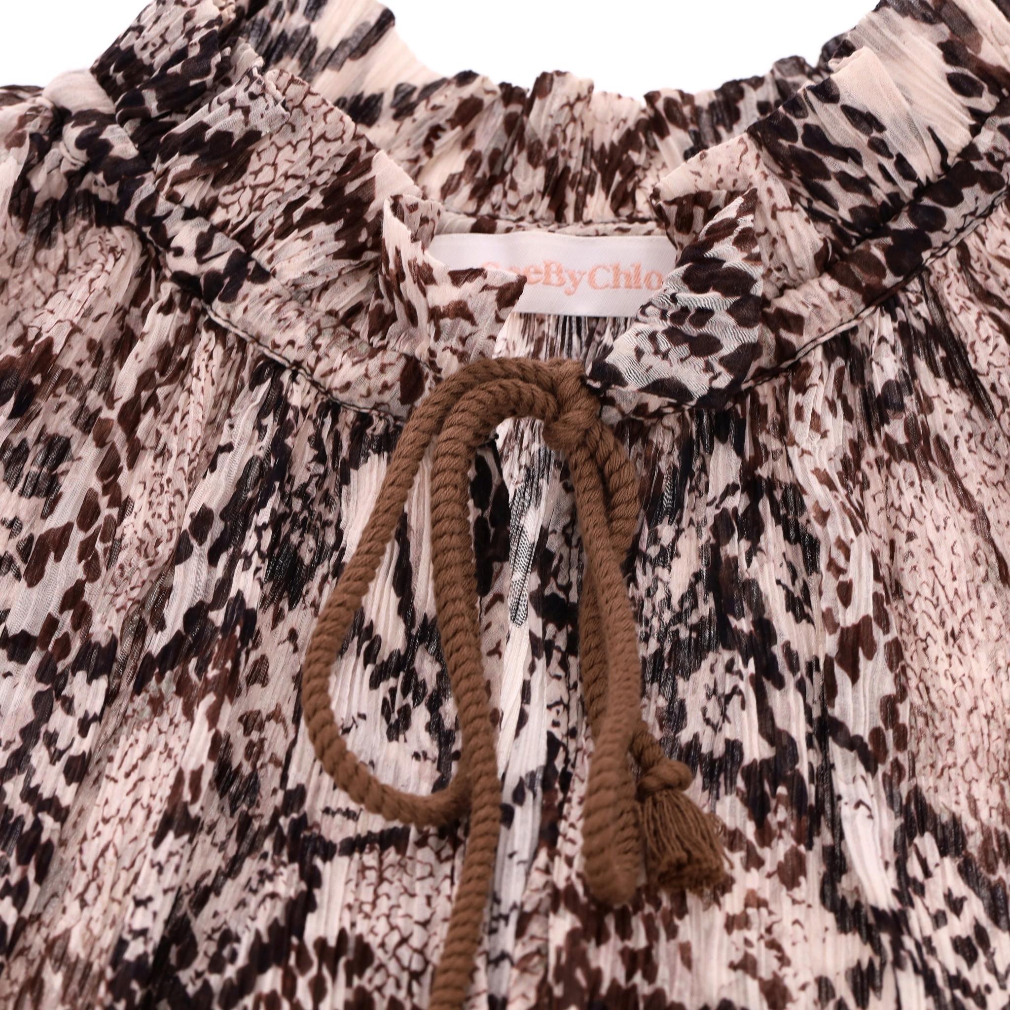 Women's See By Chloe Silk & Cotton Chiffon Snake Print Top For Sale