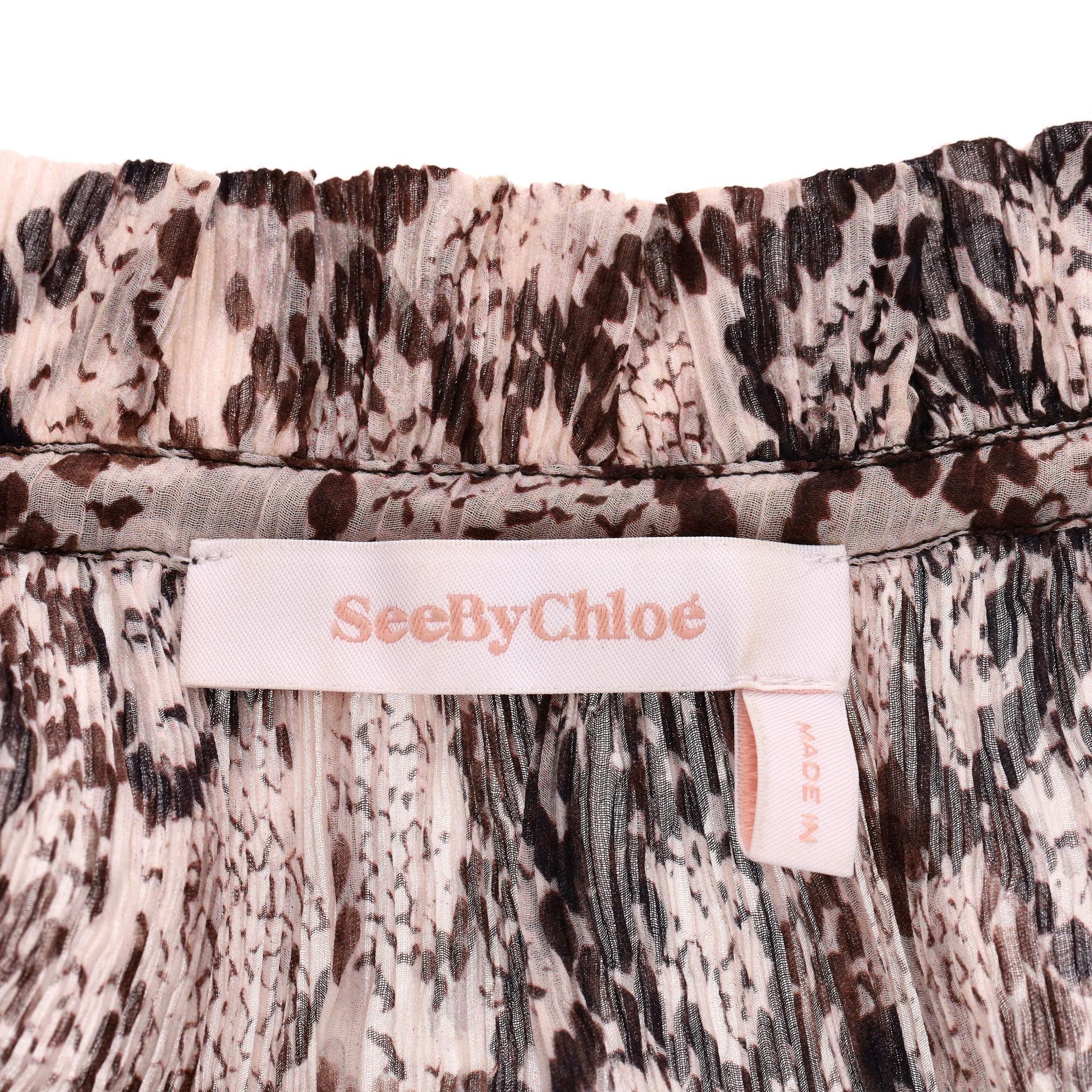 See By Chloe Silk & Cotton Chiffon Snake Print Top For Sale 4