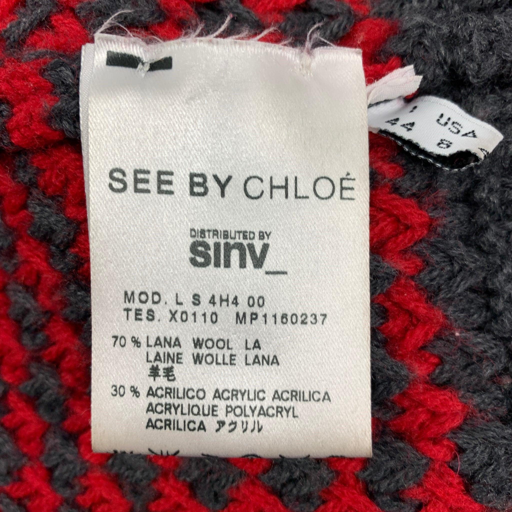 Cardigan à rayures acryliques grises et rouges SEE By Chloe Taille 8 Pour femmes en vente