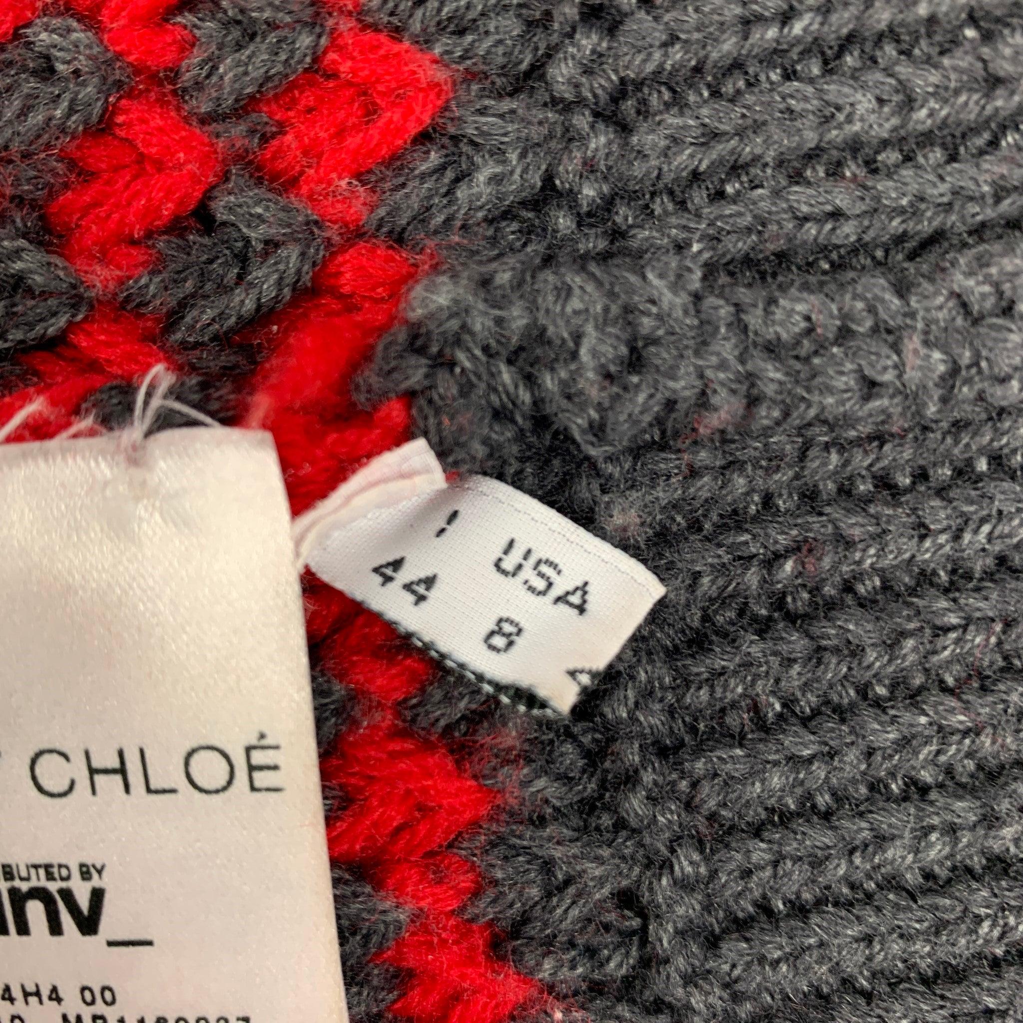 Cardigan à rayures acryliques grises et rouges SEE By Chloe Taille 8 en vente 1