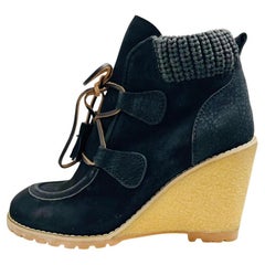 Used See By Chloe Suede Wedge Ankle Boots