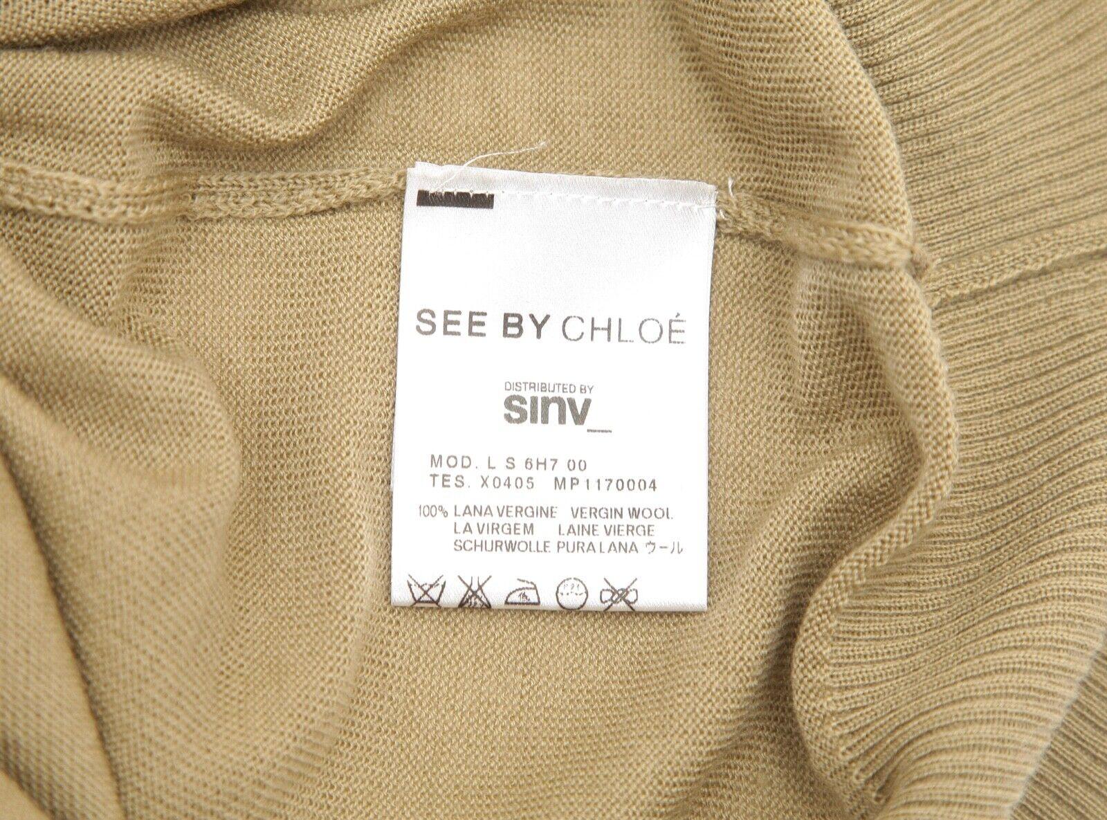 SEE BY CHLOE Sweater Cardigan Knit Top Olive Green 3/4 Sleeve Sz 40 NWT For Sale 5