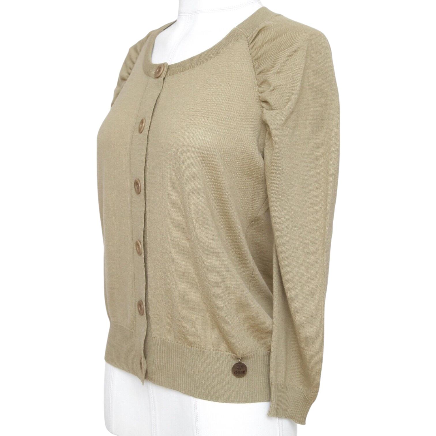 Brown SEE BY CHLOE Sweater Cardigan Knit Top Olive Green 3/4 Sleeve Sz 40 NWT For Sale
