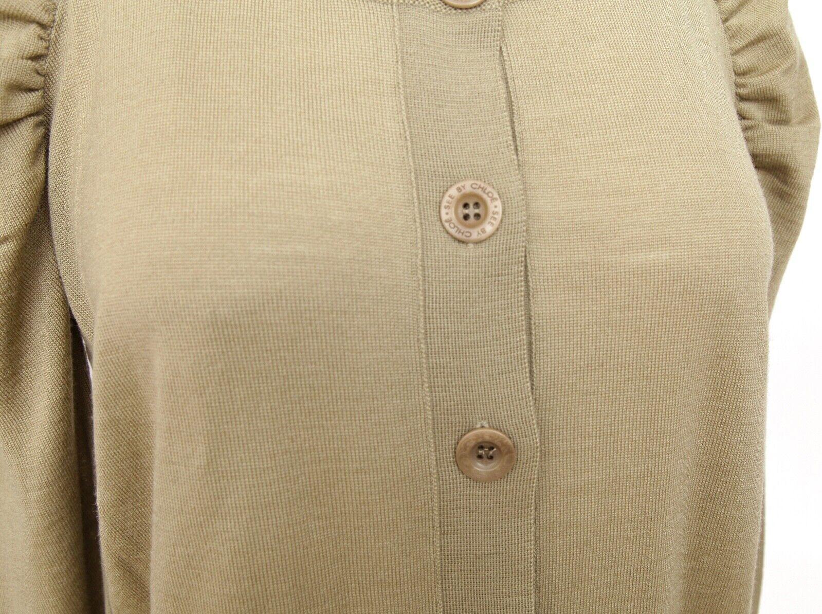 SEE BY CHLOE Sweater Cardigan Knit Top Olive Green 3/4 Sleeve Sz 40 NWT For Sale 1