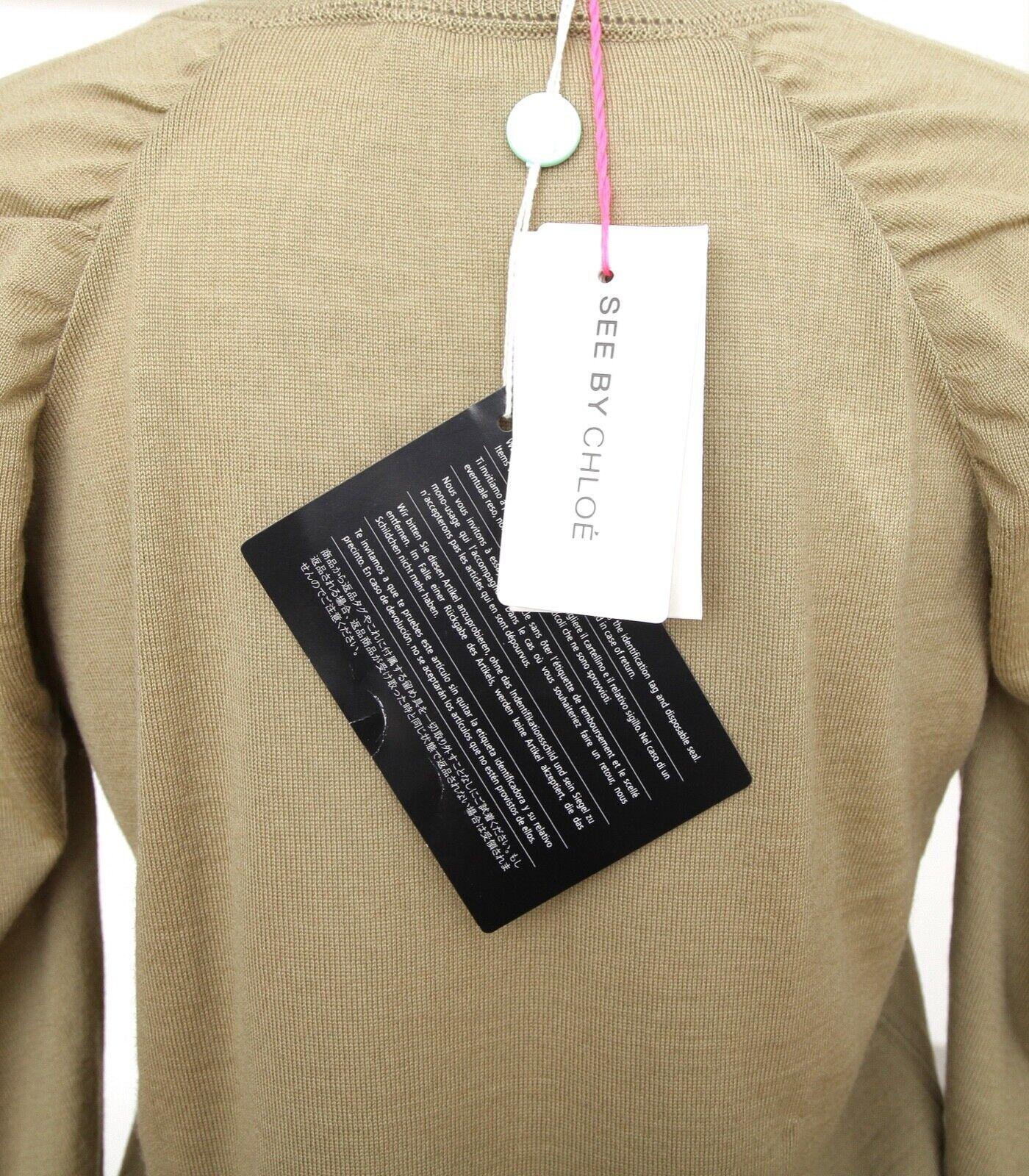 SEE BY CHLOE Sweater Cardigan Knit Top Olive Green 3/4 Sleeve Sz 40 NWT For Sale 3