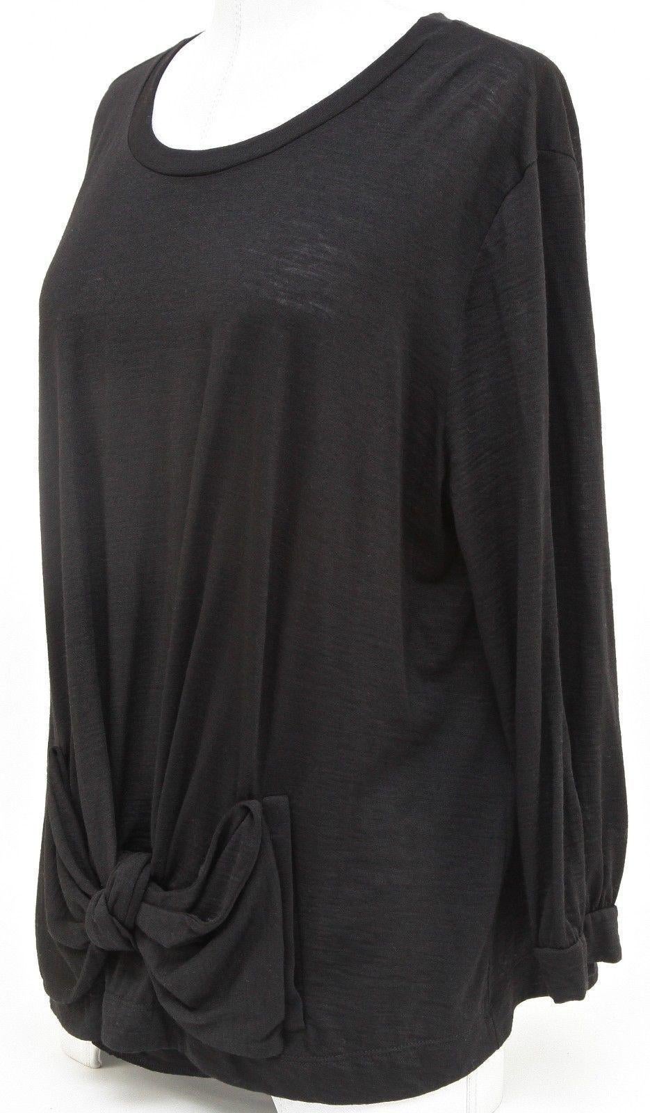 Noir See By Chloe Sweater Knit Top Black 3/4 Length Sleeve Scoop Neck Sz F 42 US 10 en vente