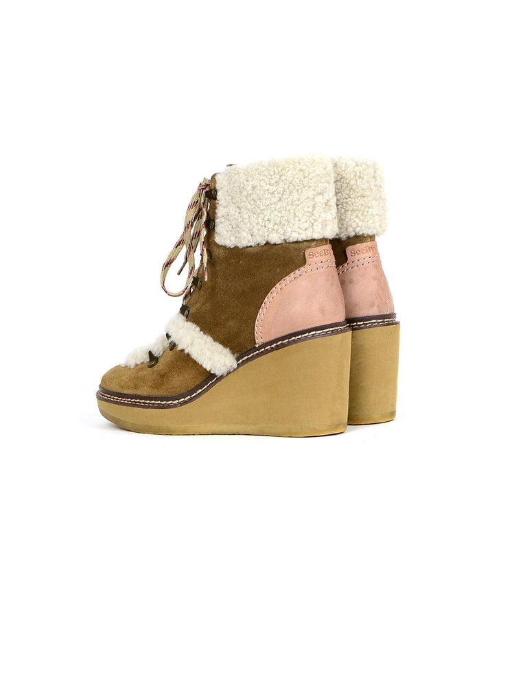 see by chloe eileen flat shearling hiker boots