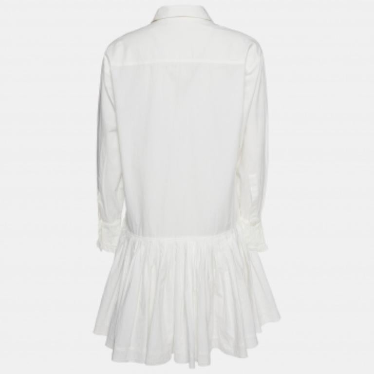 Gris See By Chloe White - Robe évasée à taille basse en coton S.S. White en vente