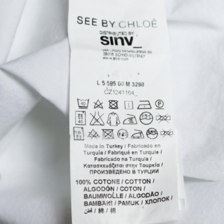 See By Chloe Vestido Midi de algodón blanco con detalle de encaje M en venta 1