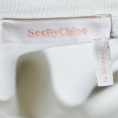 See by Chloe White Cotton Ruffled Sleeve Detail T-Shirt M
