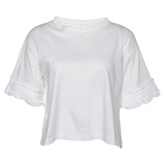 See by Chloe - Maglietta in cotone bianco con dettaglio manica arricciata M. T. I.