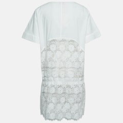 See by Chloé White Floral Embroidered Cotton and Nylon Sheer Short Dress M