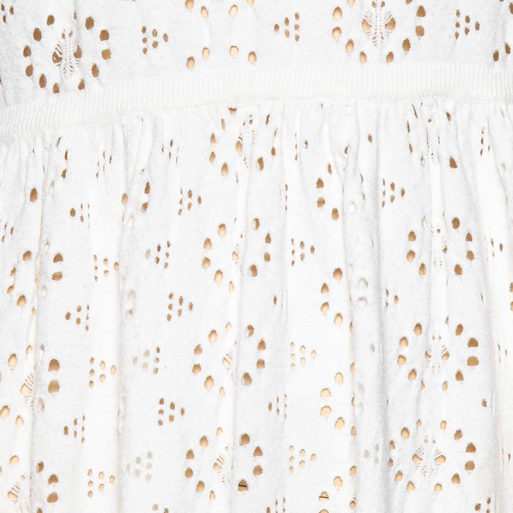 See by Chloe White Perforated Knit Flared Dress L In Fair Condition In Dubai, Al Qouz 2