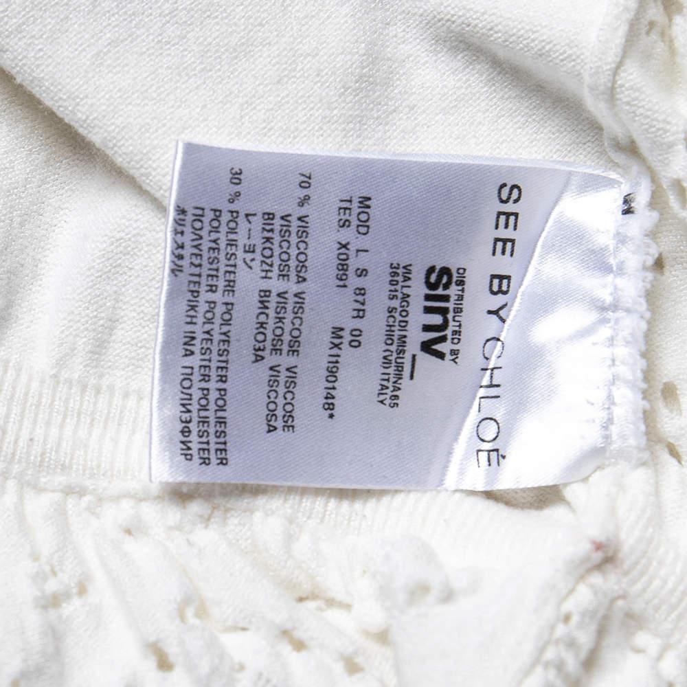 See by Chloe White Perforated Knit Flared Dress L 1