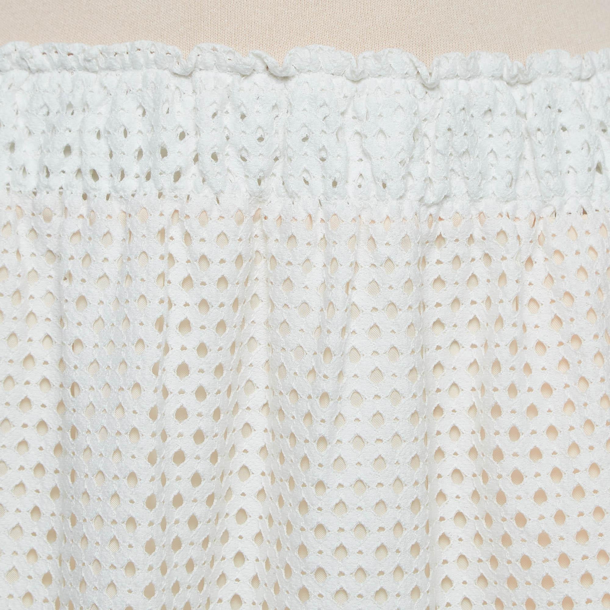 Gray See by Chloe White/Pink Eyelet Lace Short Skirt S For Sale